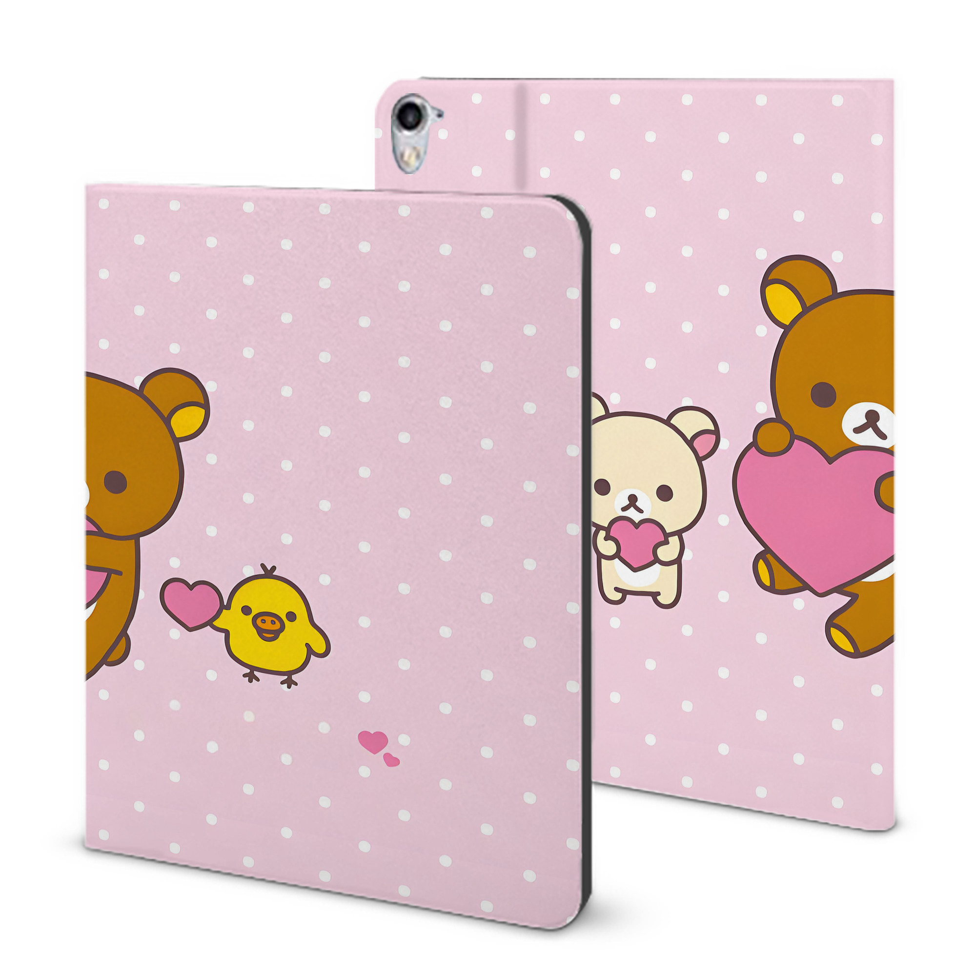 （画像用） リラックマ リラックマ キイロイトリ Rilakkuma Korilakkuma Kiiroitori IPad ケース ブック型 PUレザー TPU 耐衝撃 軽量 薄型 ペン収納なし 全面保護 IPad 各モデル対応